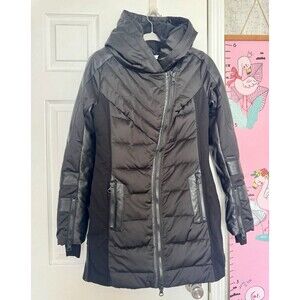 Blank Noir NYC Small Womens Winter Parka Coat Jacket Zipped Hooded Black